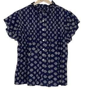 SOHANA FLUTTER TOP BUTTONED BACK SIZE L‎ INDIGO
